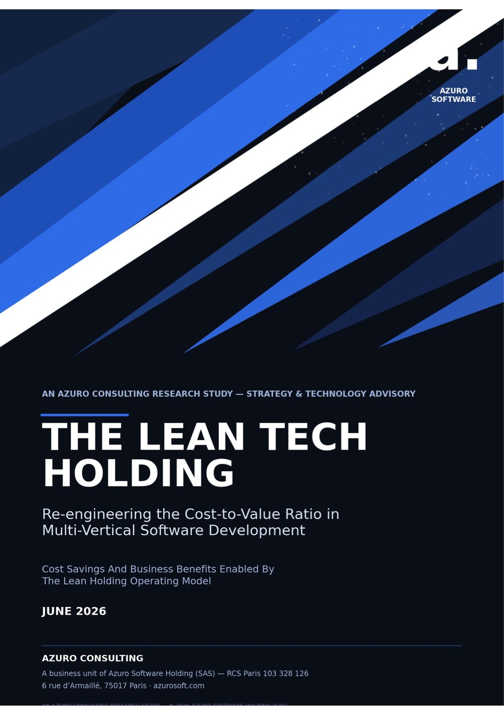Cover of The Lean Tech Holding (2026), an Azuro Consulting research study